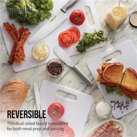 Large Cutting Board, Dishwasher- Safe Plastic Chopping Board, 11" by 14", White - Picture 5 of 7